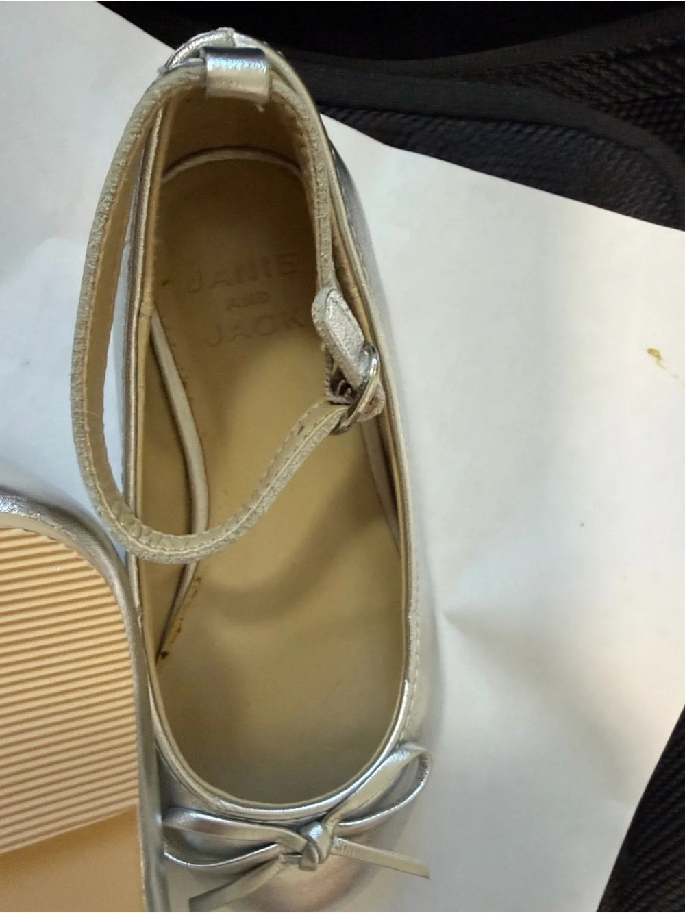 Janie and Jack Metallic Silver Mary Jane Ballet Flat with Bow